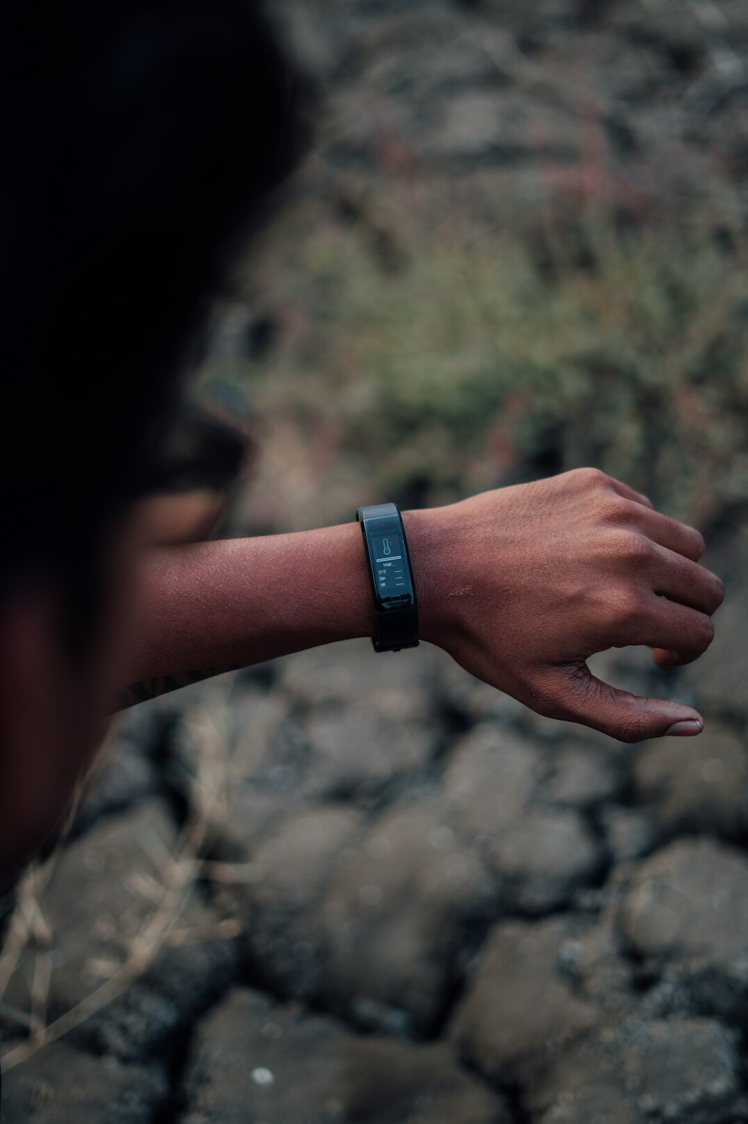 person wearing fitness tracker