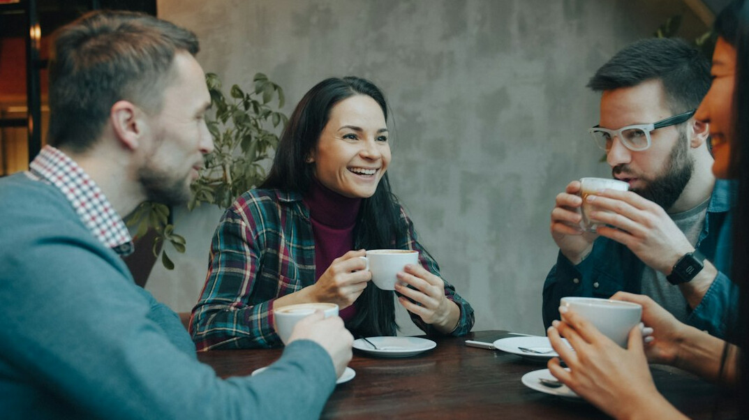 Group of professional colleagues smiling together