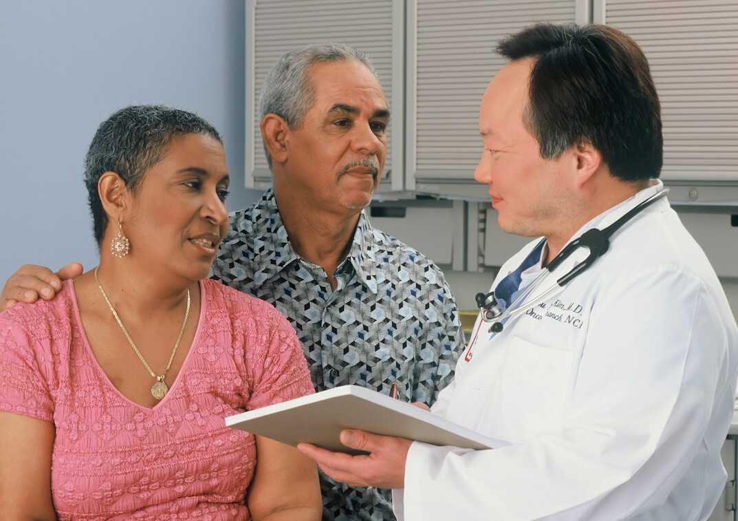 smiling patient with doctor