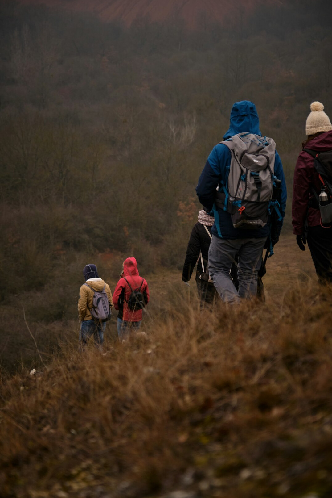 family hiking together