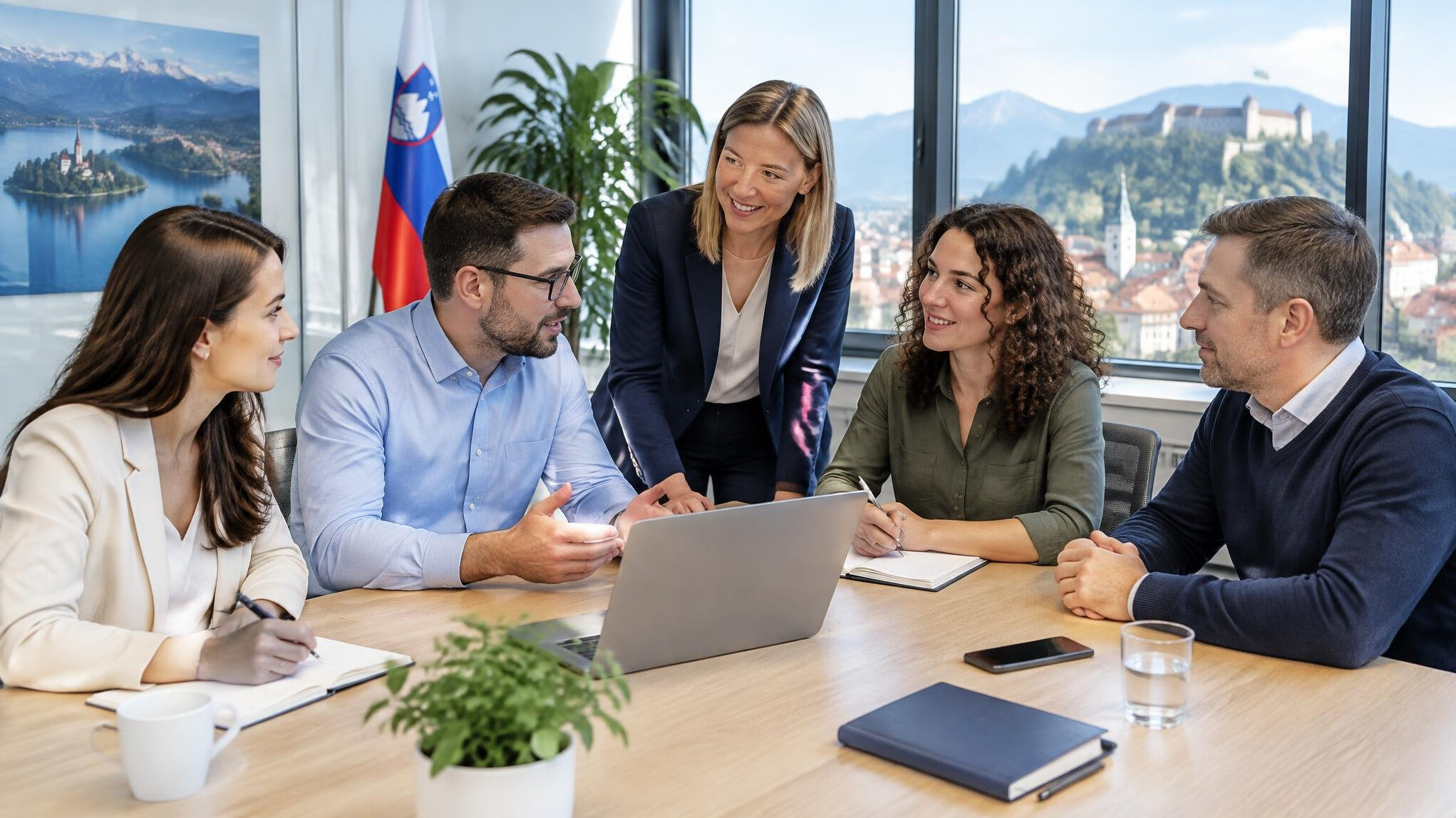 Team of professionals discussing in a modern office