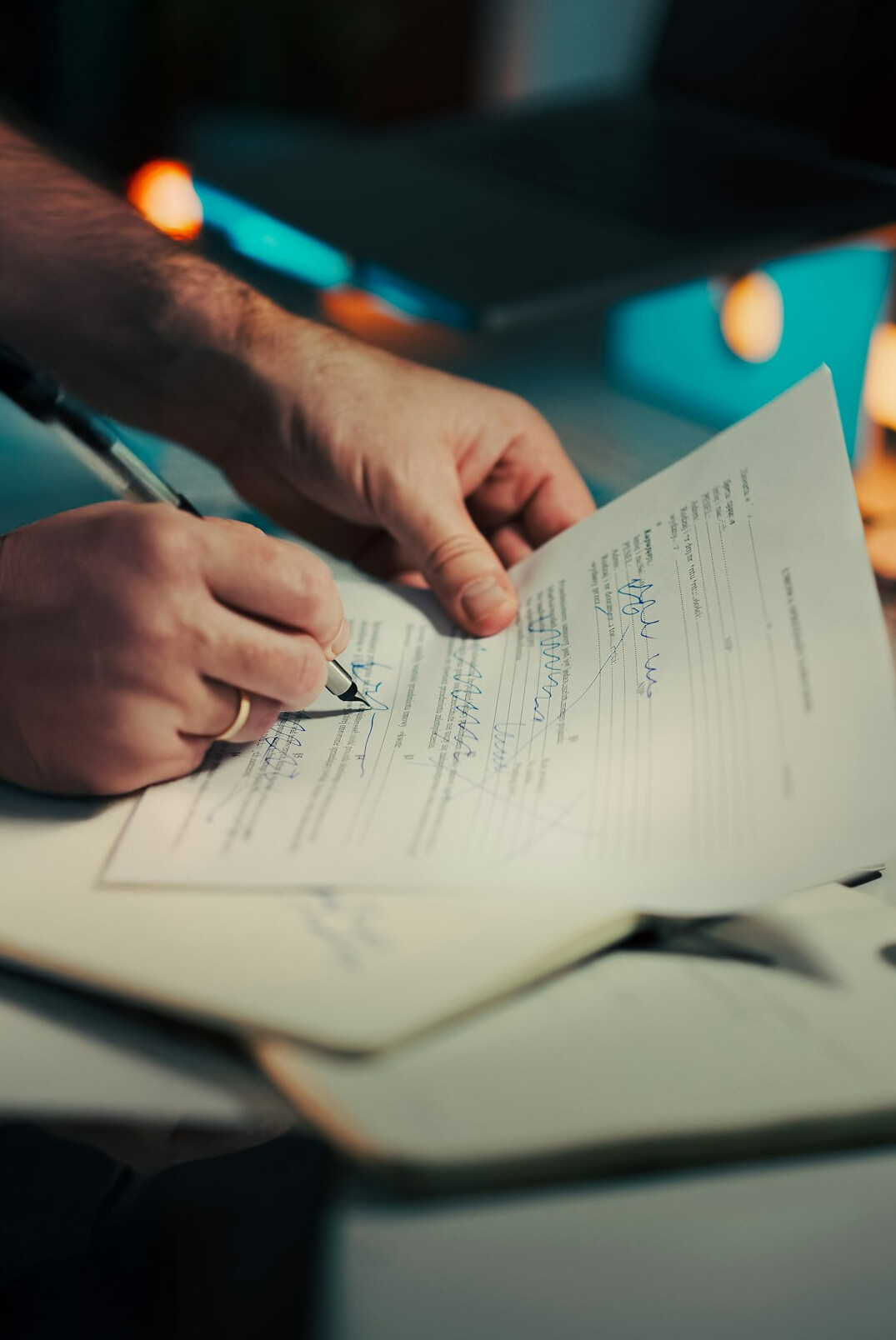 person reviewing insurance documents
